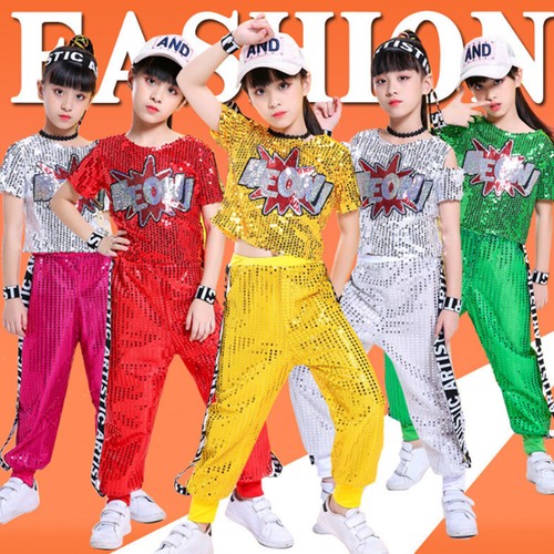 Boys Girls Sequin Dance Performance Costume Dance Costume Children - 第 1/12 張圖片