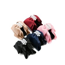 5 PCS Imitation Pearls Rhinestones Hair Claw Clips Bow Plastic Jaw Clamp Elegant