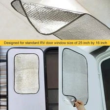 RV Door Window Sunshield Cover24" X 16" Double-Sided Travel Trailer V Sun Heat P
