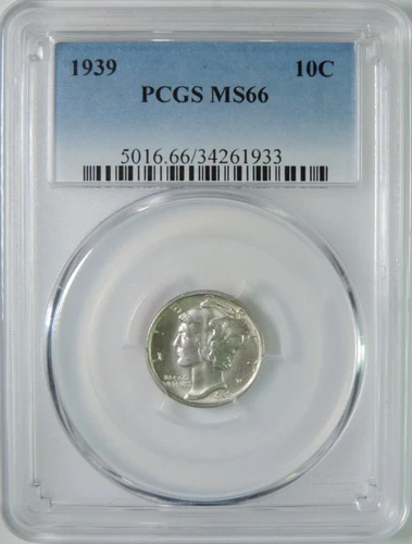 1939 Mercury Silver Dime PCGS Graded MS66 GEM Uncirculated