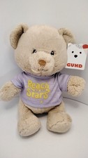 Gund Reach For The Stars 12" Message Bear Lavendar T-Shirt Tan Bear NWT