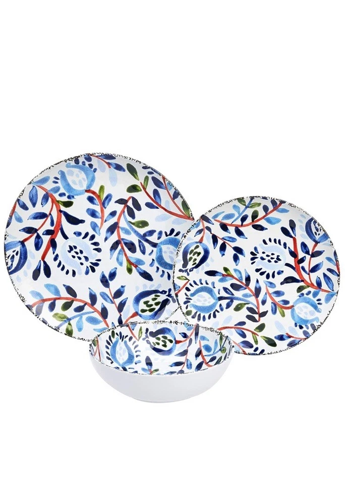 12-Piece Melamine Dinnerware Set - Service for 4, Watercolor Floral - Image 2 of 4