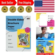 Double Sided Photo Paper, Glossy Brochure Paper 8.5 x 11 for Inkjet Printer, ...