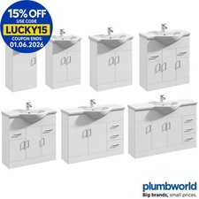 Classic Bathroom Vanity Unit Cloakroom Basin Sink Storage White Various Sizes
