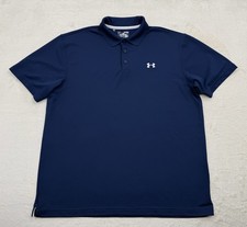 Under Armour Mens Navy Blue White Heatgear Loose Golf Polo Shirt Size XL