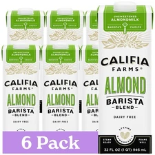 Califia Farms - Unsweetened Almond Barista Blend Almond Milk 32 Oz Pack Of 6 ...