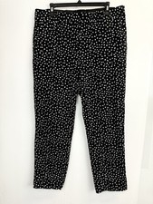 Talbots Hampshire Ankle Pants Trousers Black White Strokes Womens 14 Stretch