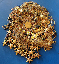 LOT Bijoux FANTAISIE Rétro Occasion Plaqué Or et Métal Doré 248 GRS