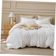 100 Washed Cotton Duvet King 104" x 90" 01 - Natural White No Comforter 