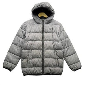 Under Armour Puffer Jacket Youth Size M Gray Hooded ColdGear Insulated
