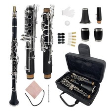 A key Clarinet Ebonite wood Nickel Plated Keys 2 Barrels Case Mouthpiece Reed