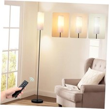 68" Modern Floor Lamp with 3 Color Temperatures, Foot Switch, Linen Shade Beige