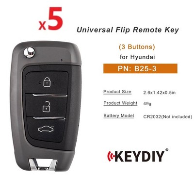 5PCS KEYDIY KD NB25-3 PCF Universal Flip Remote Key 3 Buttons for Hyundai Type