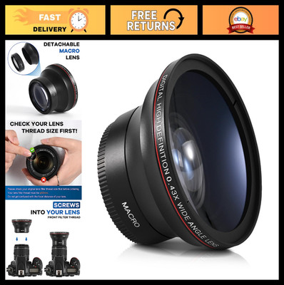 55MM 0.43x HD Wide Angle + Macro Lens Attachment for Sony Alpha A7 A9 A6000 Seri