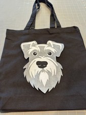 Adorable Artisan Crafted Appliqu  Dog Tote Bag   Customizable Canvas Bag Color