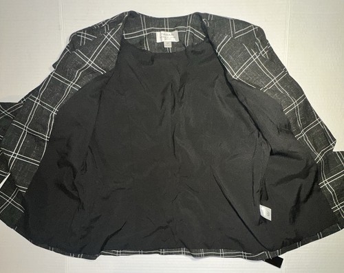 Tahari Printed Plaid Blazer Women’s Size 4P Jacket Black White Grid Workwear NWT - Picture 9 of 13
