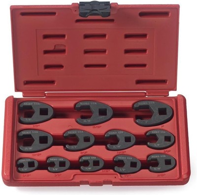 Neiko 03323A Crowfoot Wrench Set 1/2'' 3/8'' & 1/2'' Drive, Red 