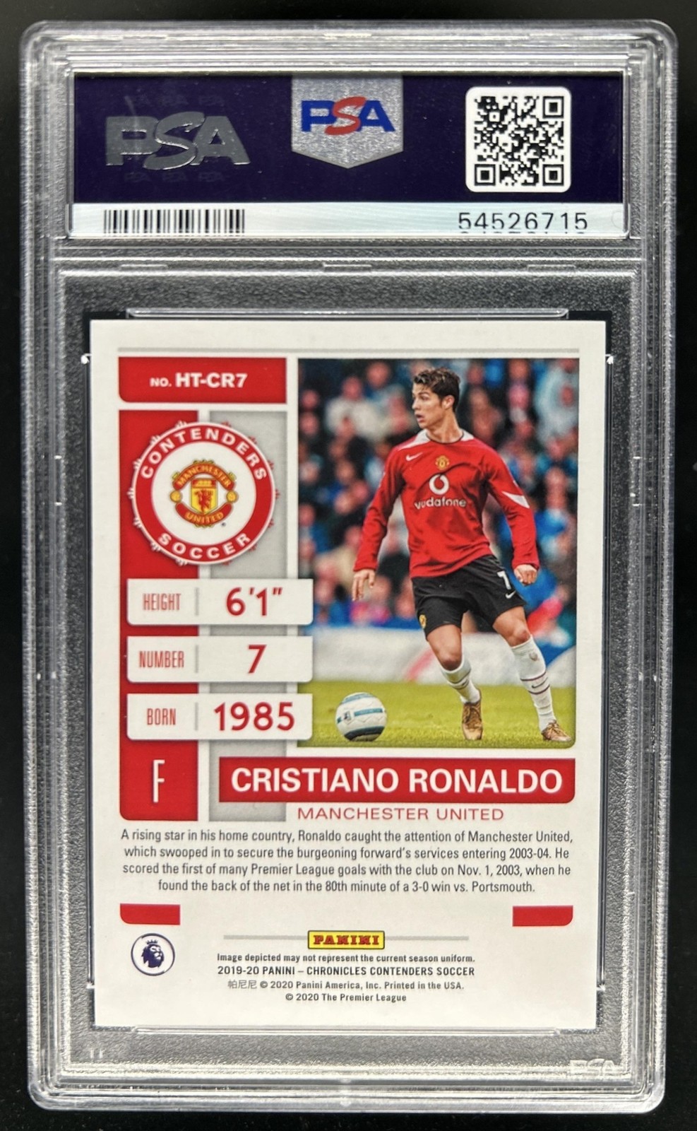 2019 Chronicles Cristiano Ronaldo Contenders Historic Rookie Ticket #CR7 PSA 10 view 2