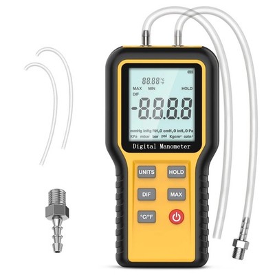 Manometer, Professional Air Pressure Meter, Dual-Port HVAC Digital Manometer... 