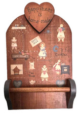 Rustic Solid Wood Hand Painted Country Kitchen Towel Rack Holder