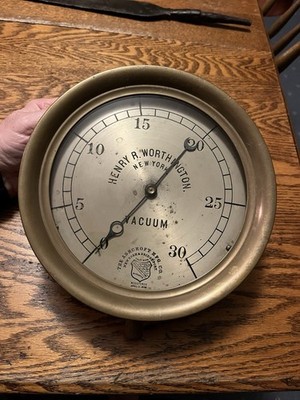 Original Ashcroft Vacuum Gauge Meter Brass Steampunk Harry R. Worthington NY