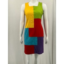Vintage Betsys Things Dress Womens 8 Purple Colorblock Square Neck Sheath Retro