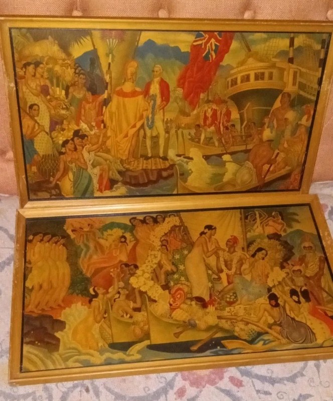 Vintage Mid Century Hawaiian Pictures by EUGENE SAVAGE Framed by KUHNS Erie Pa 