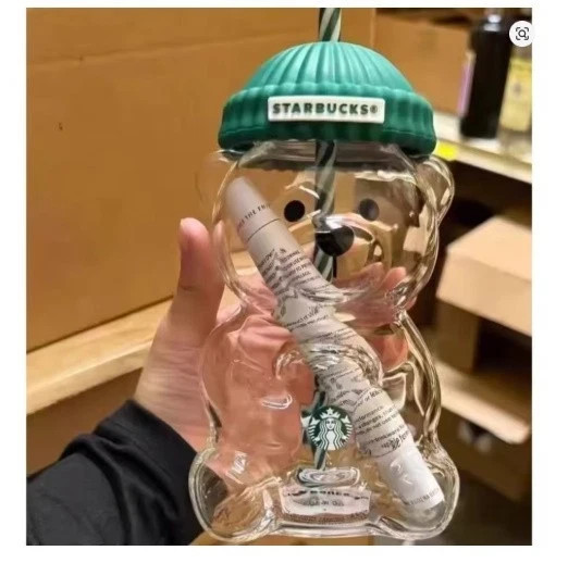 2026 New Starbucks Green Bear Cup Limited Edition Glass Cup Xmas gift 591 ml
