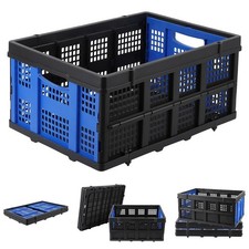 Collapsible Milk Crates 55 L Folding Stackable Plastic Storage Bins W/ Handles