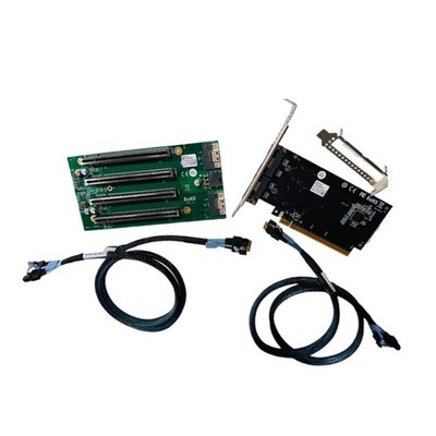 External SFF-8654 SlimSAS To 4Port PCIe X16 X4 X4 4*PCIe 4.0  Adapter + 2*Cable