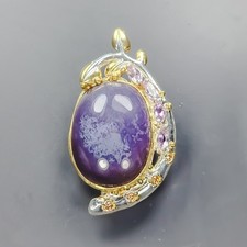 Jewellery 24 ct+ Natural Chalcedony Brooch 925 Sterling Silver  /NB31288