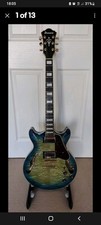 Ibanez AM93QM Artcore Expressionist in Jet Blue Burst Electric Guitar.