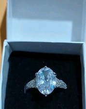 Pretty Sterling Silver  White Sapphire Ring, Size 7, Mint Condition  Gift  