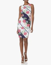 NWT Vince Camuto Women's Floral Bodycon Sleeveless Dress with Back Bow Sz 6