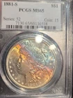 1881-S Lovely Rainbow Toned PCGS MS65 Gem Morgan Silver Dollar