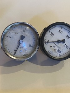 Vintage Empeo Gauge & Wika Gauge Lot Of 2 Small 15lbs Psi 1500