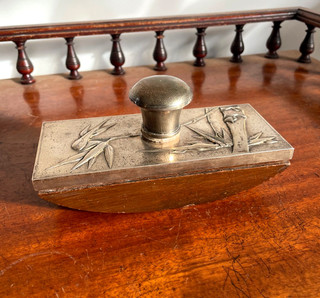 A BEAUTIFUL QUALITY HEAVY ANTIQUE CHINESE SILVER INK BLOTTER HOU CHEONG