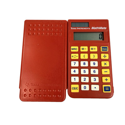 Vintage Texas Instruments Solar Calculator MathMate w/ Red Cover Classroom TI-7