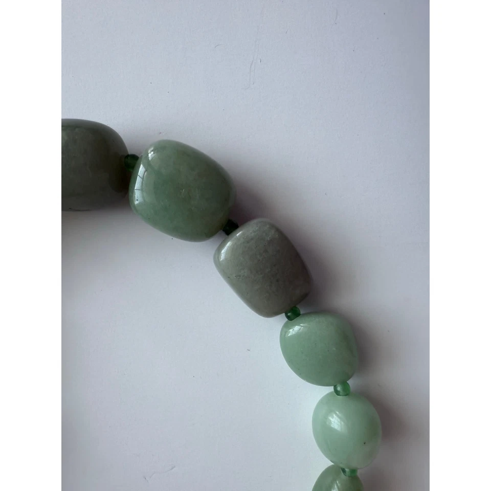 Green Aventurine Chunky Beaded Natural Stone Necklace Boho Earthy Gemstone 18" - Image 3 of 4