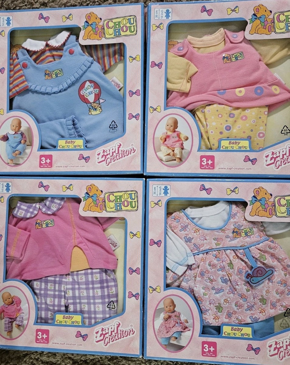 4) New In Pkg Zapf Creations Chou Chou Baby Doll Clothes Outfits