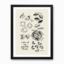 Types Of Pasta Art Print Framed Wall Art Poster Canvas Print Picture