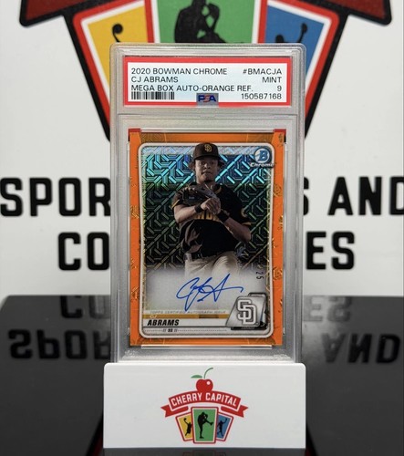 2020 Bowman Chrome Mega Box CJ Abrams Orange Mojo Refractor Auto /25 PSA 9