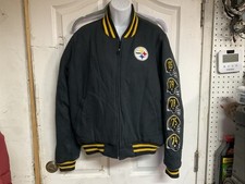 NFL Pittsburgh Steelers Letterman Super Bowl Championships Women  Jacket XL, EUC