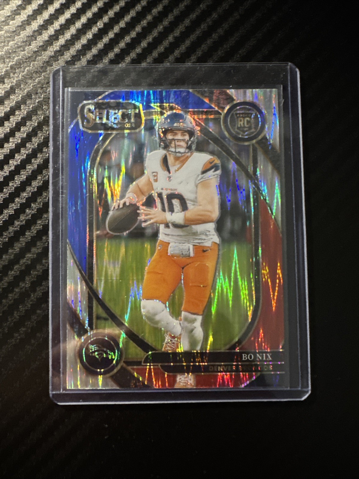 2024 Panini Select - Club Level Bo Nix #221 Red & Blue Shock Prizm (RC)