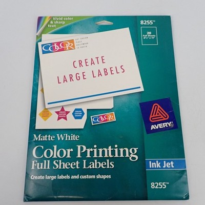 Avery 8255 Color Printing Full Sheet Labels Matte White 8.5x11 Sealed 19ct