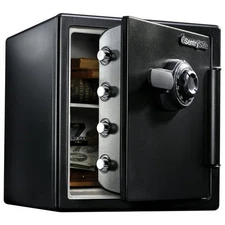 Fire-Resistant Safe and Waterproof Safe with Dial Combination Lock, 1.23 Cu. ft.