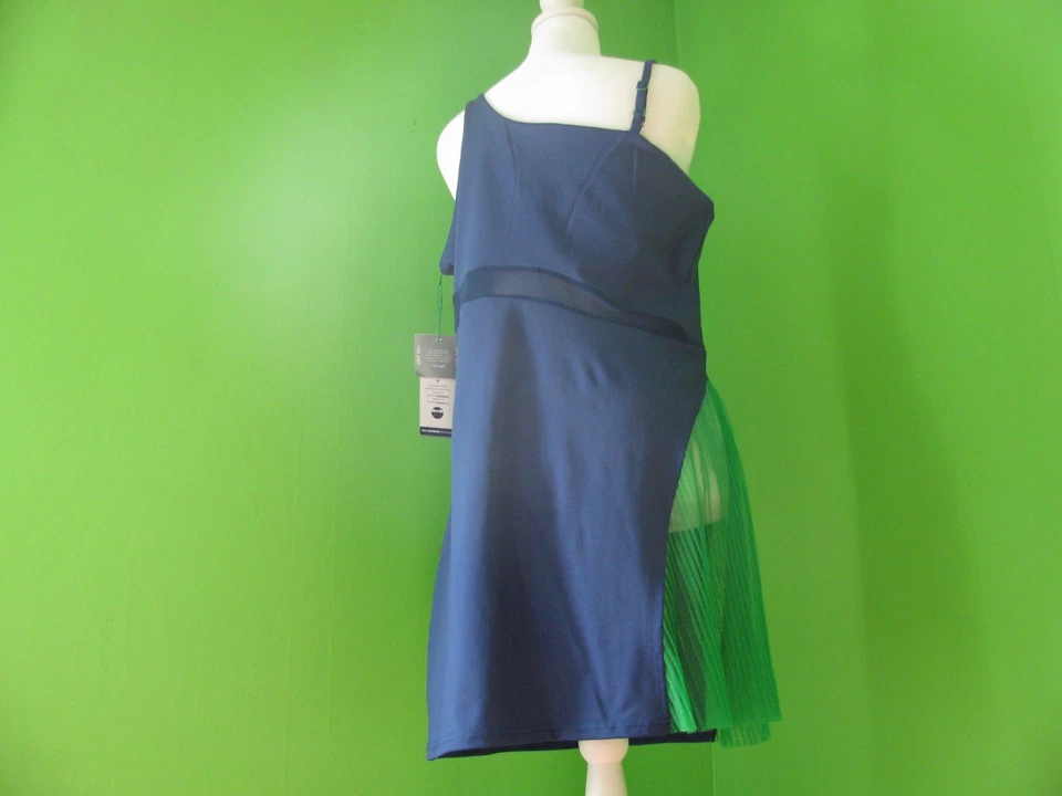 Fila X Brandon Maxwell 2pc Tennis Dress XL Blue w Green Pleated Insert & Shorts - Image 2 of 4