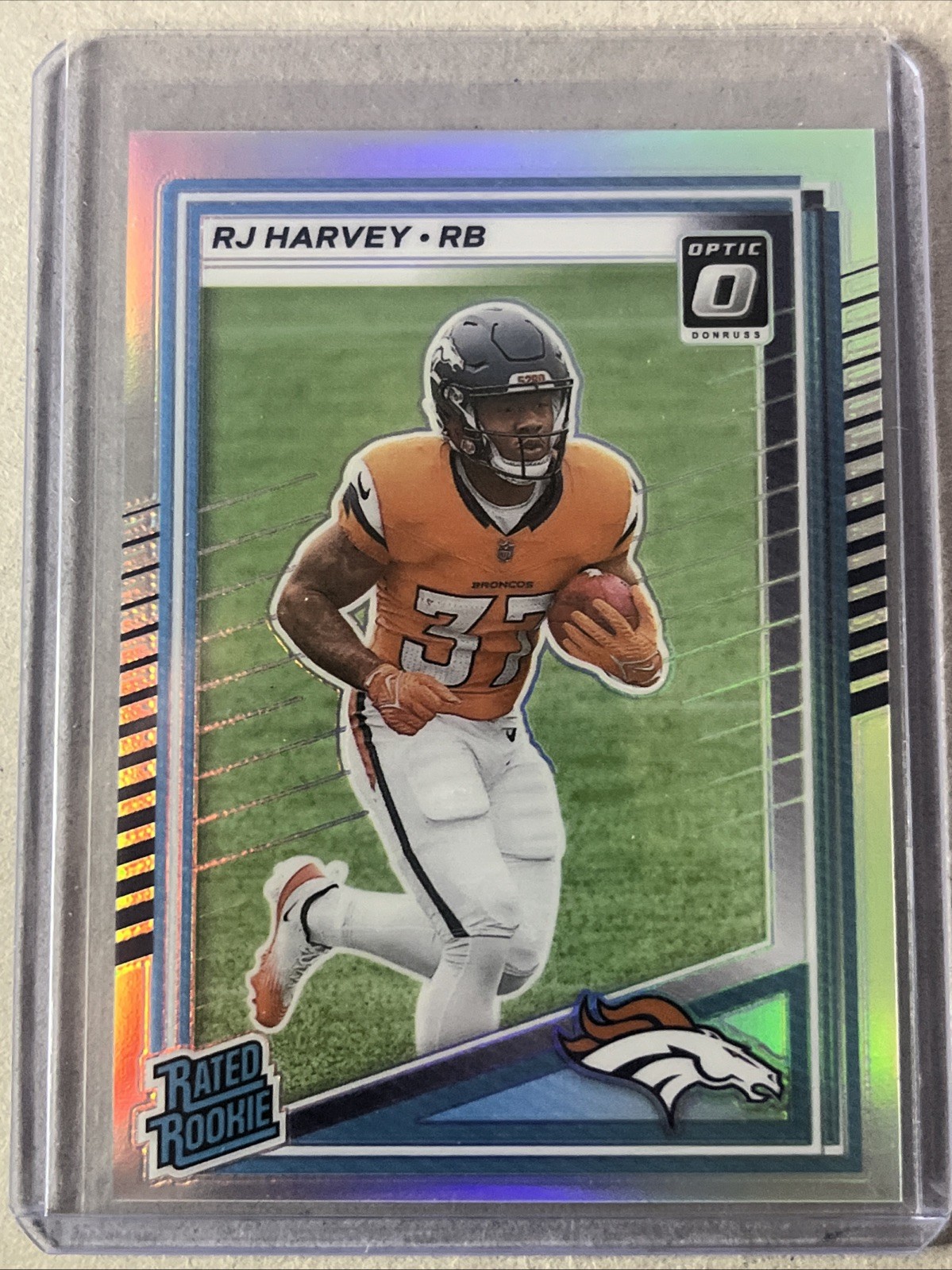 2025 Panini Donruss - Rated Rookie RJ Harvey #312 Optic Preview Holo Prizm (RC)