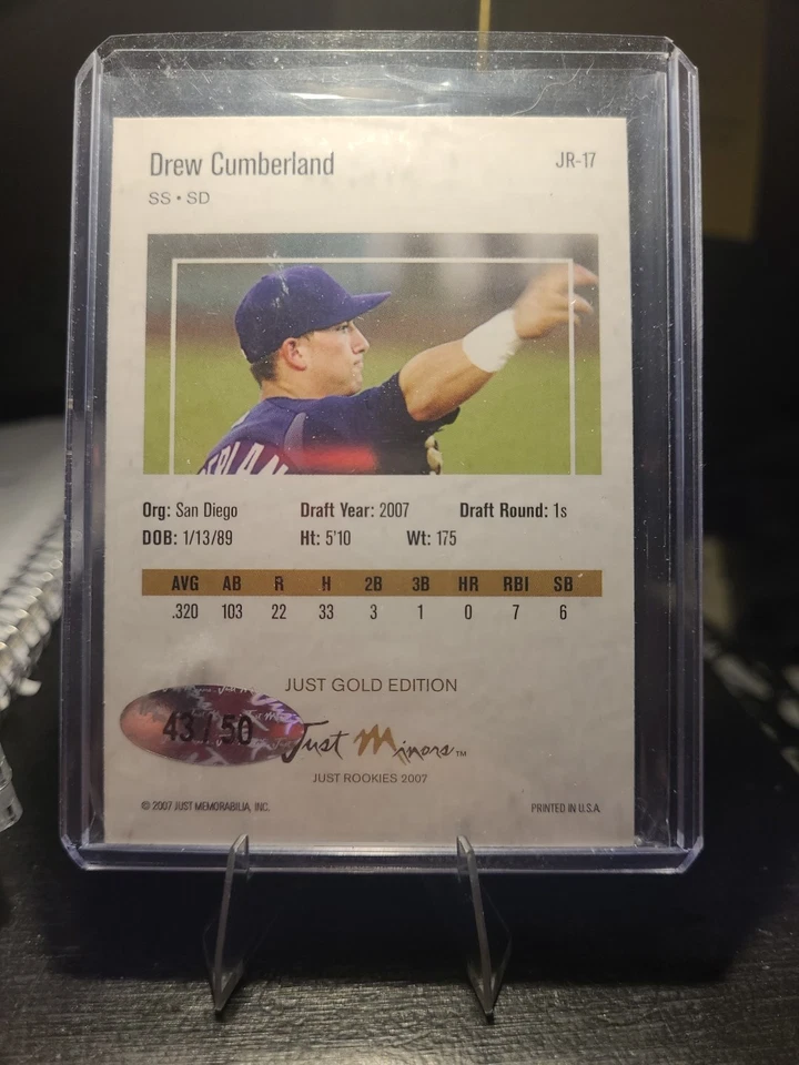 2007 Just Minors - Just Rookies Drew Cumberland #JR-17 Autographs (AU, RC) - Image 2 of 2
