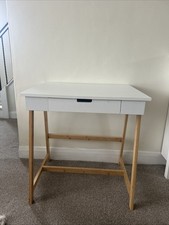 Futon Company White Desk with Bamboo Frame – Small Water Marks (See Photos)